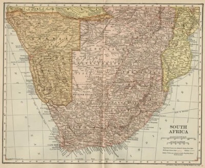 South Africa & European Colonies 1908 Authentic Map Tribes City Telegraph Rails+ - Image 1 of 3