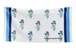 Floral Hand Block Printed Bath Towel Cotton Luxury Super Soft & Absorbent Towels - Picture 1 of 6