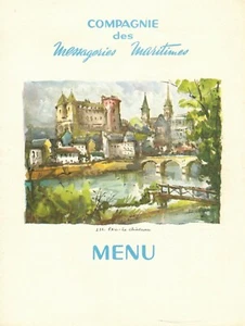 1962 -Menu à Bord 1ère Classe-Compagnie Maritime-Le château de Pau -F.De.Lesseps - Picture 1 of 2