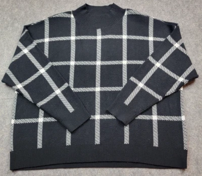 Suéter Torrid para Mujer 2X (18-20) Negro Blanco Ventana Pullover Cuello Simulado Nuevo con Etiquetas Foto 1 de 4
