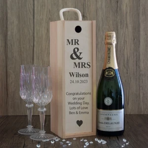 Personalised Wedding  Couples Name and Date Design Clear Acrylic or Wooden Front - Picture 1 of 4