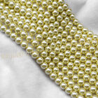 8/10/12Mm Light Yellow South Sea Shell Pearl Round Loose Beads 15'' Strand