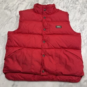 Vintage LLBean Goose Down Puffer Vest Kids M (10-12) Red Snaps Pockets Outdoor - Picture 1 of 16