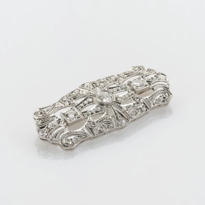Brosche aus 900er Platin mit 1.50 ct Brillanten im Stil der frühen Art-Déco - Bild 1 von 4
