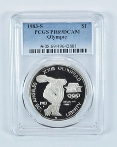 1983-S Olympic Discus Commemorative Dollar PR69 DCAM PCGS Blue Label *0727 - Picture 1 of 5