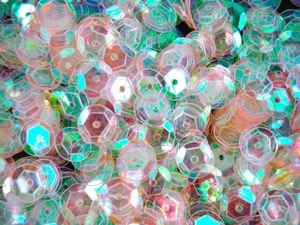 Sequins 8mm Peach Transparent AB 100g DIY Crafts Sewing Dressmaking - Picture 1 of 2