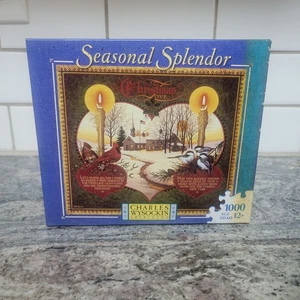Charles Wysocki Country Church Navidad 1000 Puzzle Esplendor Estacional Dañado - Imagen 1 de 3