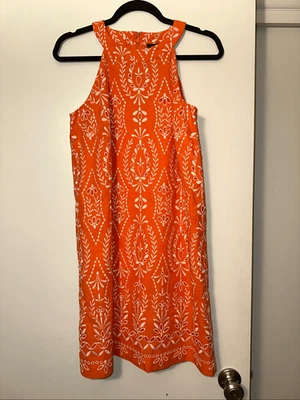 Vestido sin mangas Ann Taylor para mujer talla 4 naranja blanco bordado floral nuevo con etiquetas Foto 1 de 4