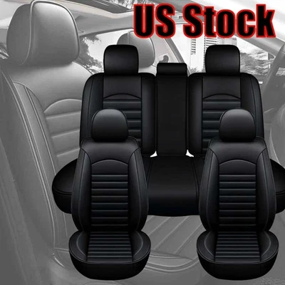 For Dodge Leather Car Seat Covers Protector 5-Seats Full Set Front Rear Cushion Foto 1 de 4
