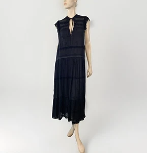Vestido midi Free People talla M Midnight Boho bordado negro transparente nuevo con etiquetas - Imagen 1 de 8