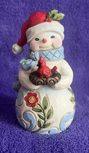 Jim Shore Heartwood Creek Mini's #6006659 SNOWMAN with CARDINAL Nest - Christmas - Picture 1 of 9