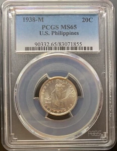 1938M US-Philippines 20 centavos Silver Coin PCGS MS65 - lot# 13 - Picture 1 of 2