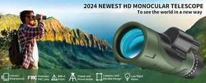 Telescopio Monoculare 80X100 HD, Monocolo ad Alta Potenza per Adulti con Smartphone - Foto 1 di 6