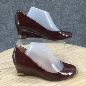 Tory Burch Heels Womens 5.5 M Wedge Pumps Casual Brown Patent Leather Slip On - Picture 1 of 17