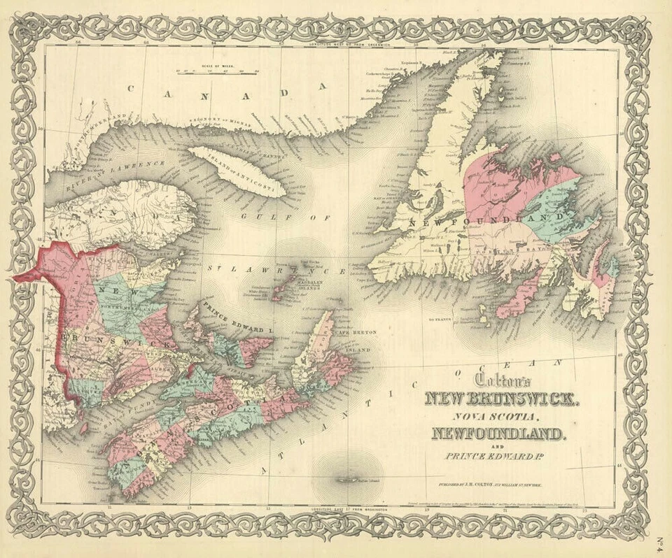 1860 Colton's  "New Brunswick, Nova Scotia, Newfoundland..." - Image 1 of 1