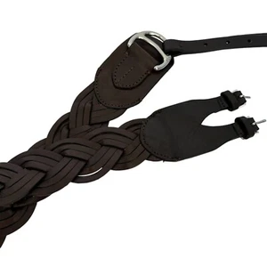 RALPH LAUREN Dark Brown leather silver metal Buckles belt size Large Tri Braided - Picture 1 of 17