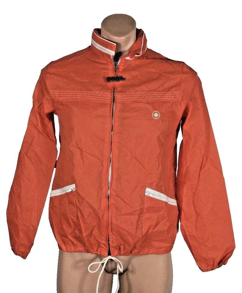Chaqueta cortavientos Weather Tamer vintage para hombre talla mediana roja lluvia cremallera capucha Foto 1 de 4