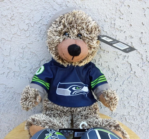 NFL Seattle Seahawks Hoodie 14" Team Logo Stuffed Plush Bear BNWT Cover
