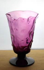 Vintage El Rancho Purple Glass Ruffled Drinking Footed Tumbler (s) Vase Bryce - Picture 1 of 5