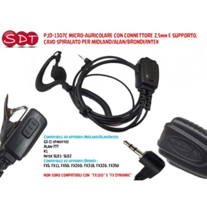 PJD-1307C MICRO-AURICOLARE CON CONNETTORE 2,5mm MIDLAND/ALAN/BRONDI/INTEK - Zdjęcie 1 z 2