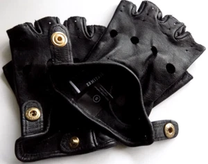 FIOCCHI Fahrhandschuhe Leder schwarz Halbfinger Damen Handschuhe Italy - Bild 1 von 4