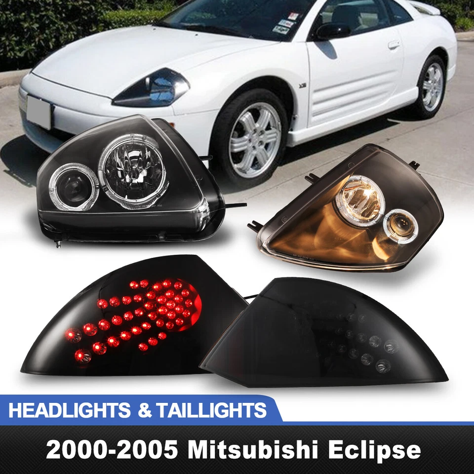 For 2000-2005 Mitsubishi Eclipse Headlights + LED Tail Lights Rear Brake Lamp Foto 1 de 4