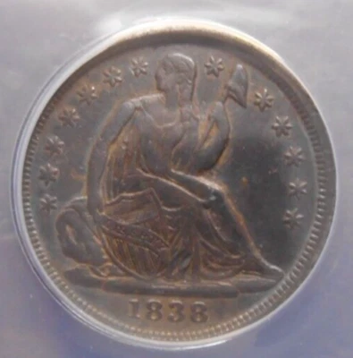 1838 Seated Liberty Half Dime ANACS XF45 Small Stars Silver 1/2 Dime - H10c - Image 1 of 4