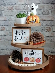 Cartel de madera otoño. Mini escudo de madera. Interior rústico de calabaza. - Imagen 1 de 8