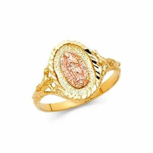 14k 2T Gold Our Lady of Guadalupe Ring Oro Solido Virgen de Guadalupe Anillo - Picture 1 of 3