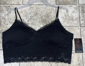 NWT Womens Black No Boundaries Lace Brami Bralette Cami Bra Size XXL 19 - Picture 1 of 12