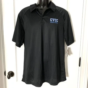 NIKE Polo Shirt SWOOSH Logo Embroidered Black Dri Fit Men L Basketball CVCC New - Picture 1 of 9