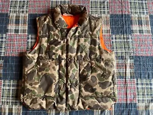 Vintage Camo and Blaze Orange Reversible Hunting Puffer Vest Men’s Size L - Picture 1 of 10