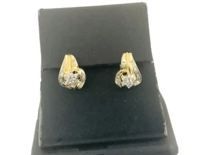 Pendientes vintage de oro de 10 K, racimo de diamantes - Imagen 1 de 6