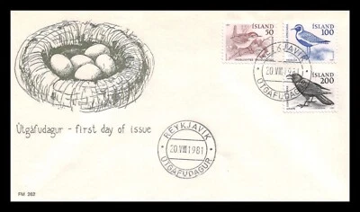 Iceland 1981 FDC, Birds. Icelandic Wren, Golden Plover, Raven. Lot # 2. - Image 1 of 2