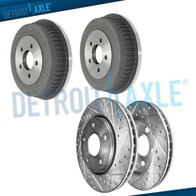 Front Drilled Brake Rotor Rear Drum for 1996-1999 2000 Chrysler Dodge Plymouth - Image 1 of 4