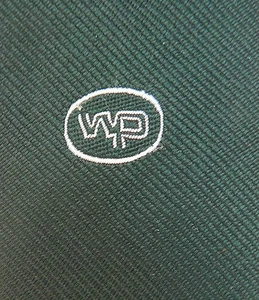 WP Corporate tie Unidentified logo Vintage 1960s 1970s club company Initials W P - Picture 1 of 3