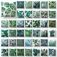 Green Leaf Cotton Linen Pillow Case Sofa Waist Car Cushion Cover Home Decor
