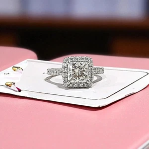 IGI Certified Lab Grown Diamond Wedding Ring 2.50 Ct Princess Cut 14K White Gold - Picture 1 of 13