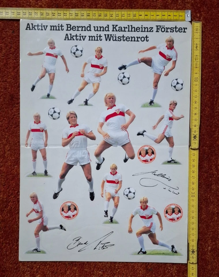 Aufkleber Set "VfB Stuttgart - Bernd und Karlheinz Förster", 80er Jahre - Bild 1 von 1