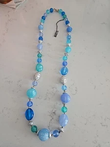 Blaue Lucite Ocen Aqua gemischte Perlen Halskette - Bild 1 von 5