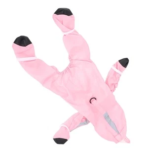 Hunderegenmantel mit Stiefeln Leine Loch 4 Bein Hund Regenjacke Rosa L - Bild 1 von 24