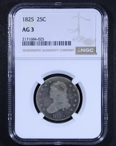 1825 Capped Bust Quarter - 25c NGC AG03 - Tough Coin! - Picture 1 of 4