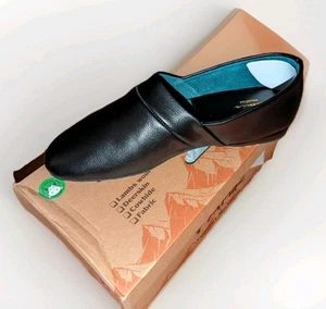 Pamir SF729 Black Mens Premium Leather Slip-On Moccasins Slippers Shoes Size 11 - Picture 1 of 3