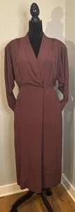 Vintage 80er Ralph Lauren Wickelhemd Stil Midi 100 % Seide Schulterpolster Größe 8 - Bild 1 von 11