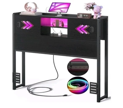 Headboard For Twin Size Bed With Storage Sturdy Bookcase Headboard With Outlet. - Image 1 of 4