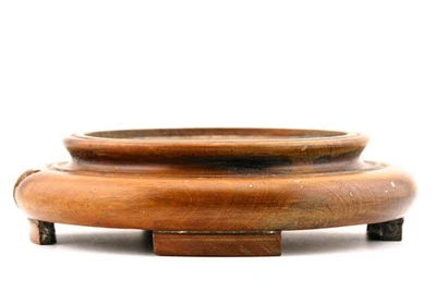 Antique Chinese Carved Wood Stand for Vase Jar Legged Circle Late Qing 20th C - Image 1 of 4