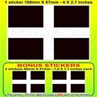 CORNWALL Flag England UK Cornish Bumper Sticker-Decal 100mm (4") x1+2 BONUS