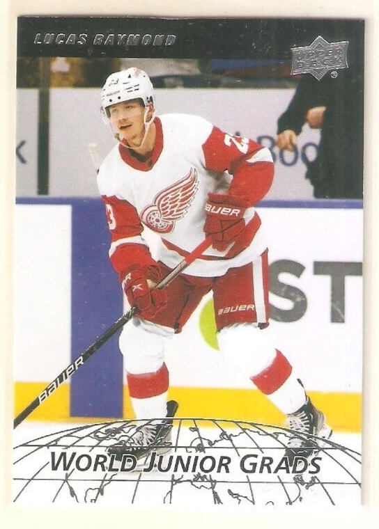 Lucas Raymond 2022-23 Upper Deck Series 2 World Junior Grads Insert #9 Red Wings - Image 1 of 1