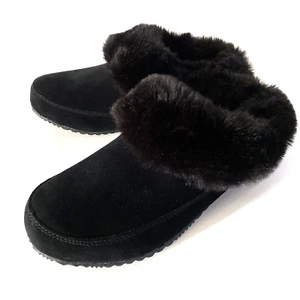 SOREL Go Coffee Run Slipper Fur Black Women's 6 Indoor Outdoor Slip On Lined - Picture 1 of 12