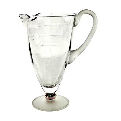 Crystal Clear Optic Gold Ball Glass Water/Tea Pitcher 12" T Frosted Handle - Image 1 of 4
